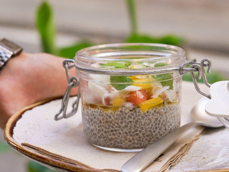 Pudin de chía con papaya y mango
